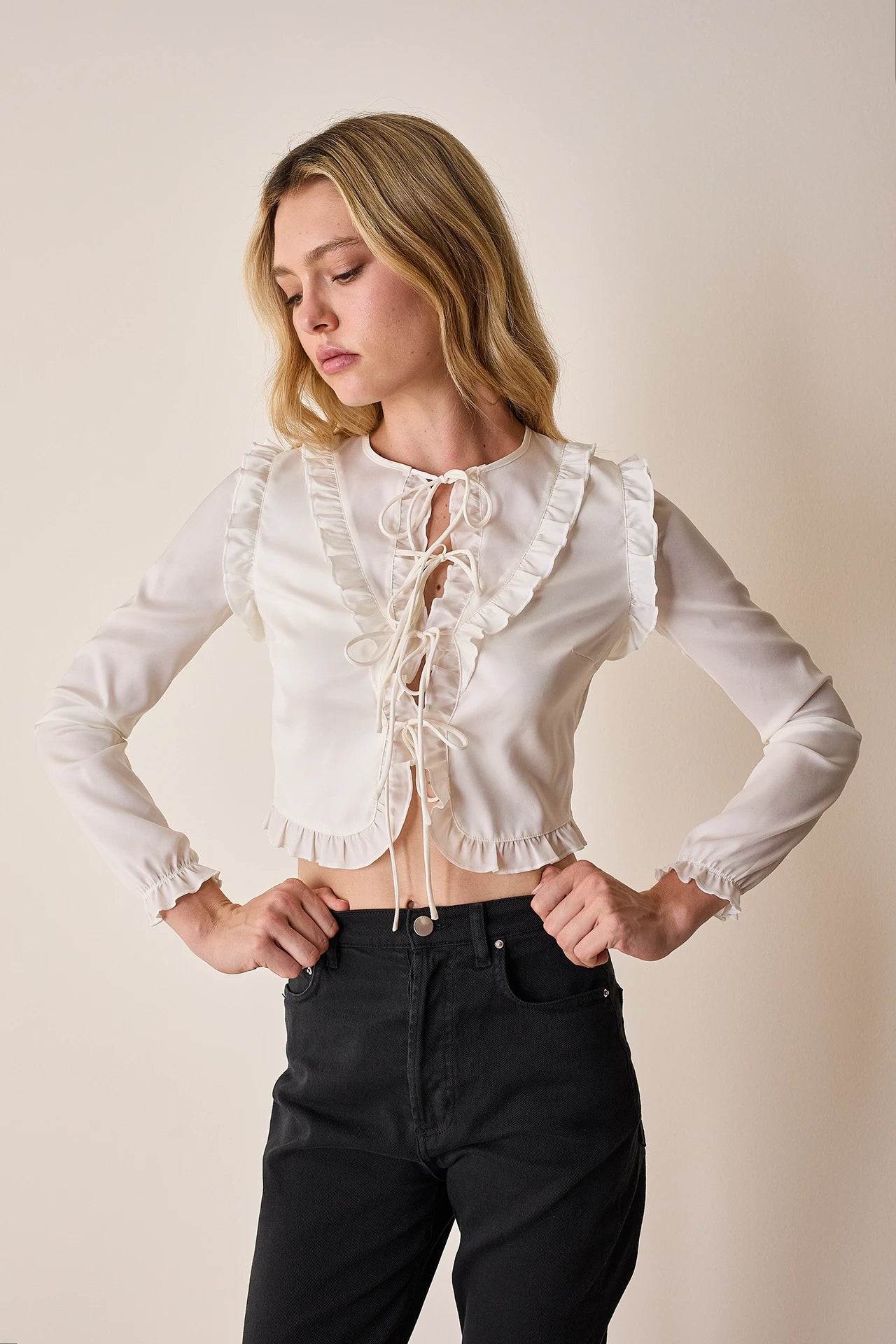 Top in crêpe de chine di seta