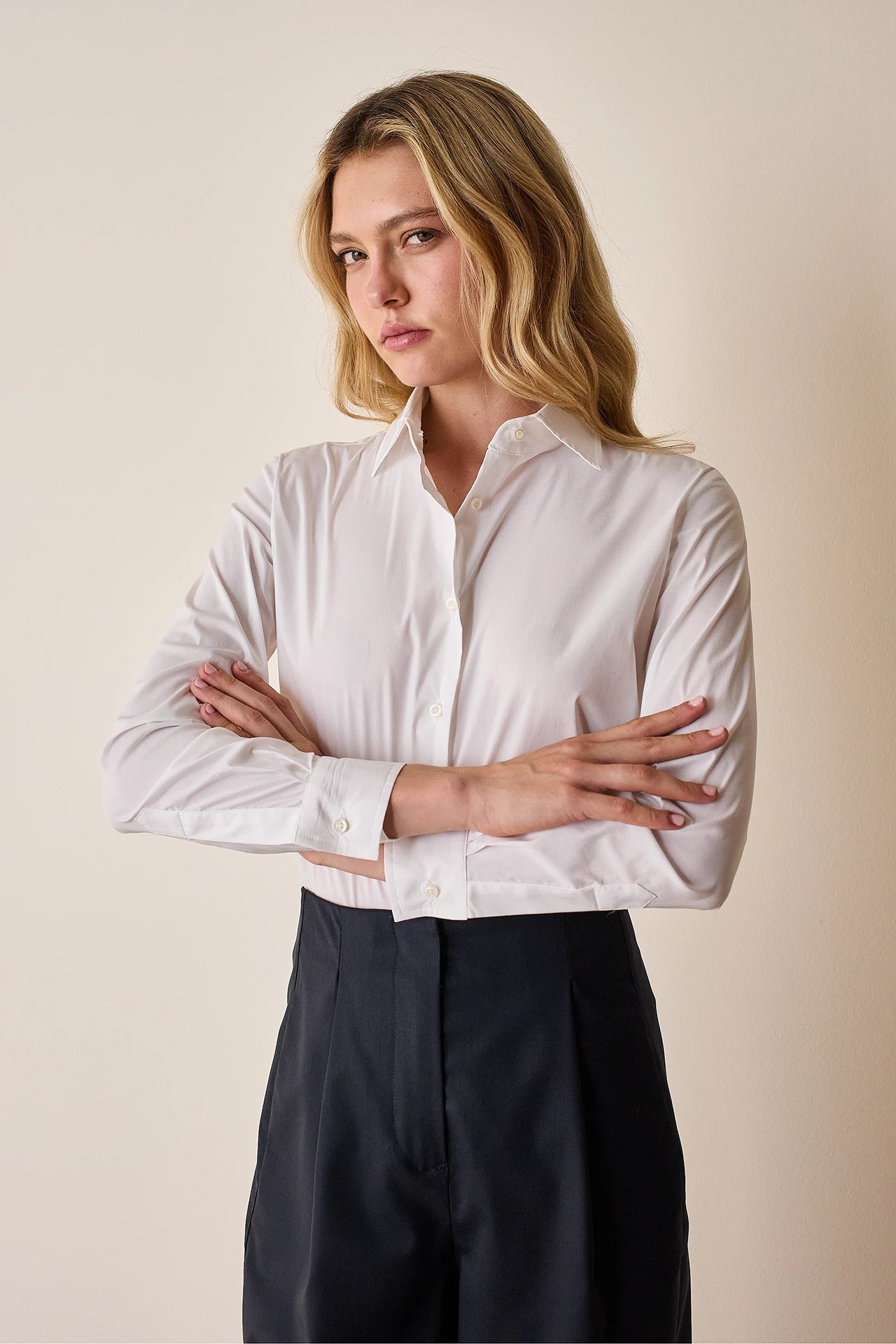 Camicia classica in cotone elasticizzato