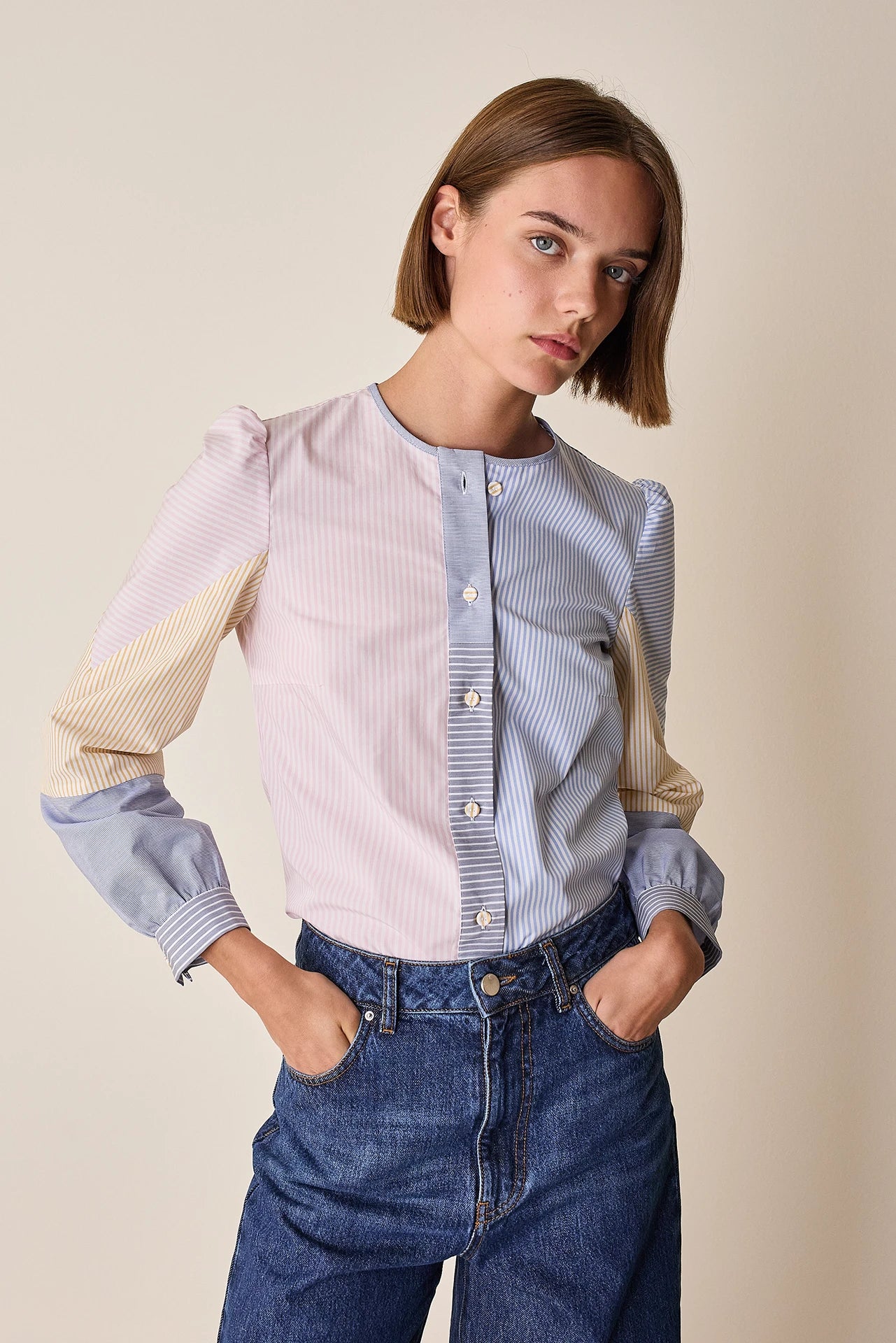 Camicia patchwork in cotone