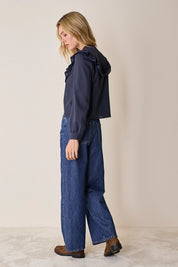 Camicia con volant e dettagli in velluto