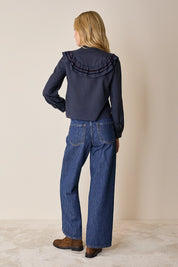 Camicia con volant e dettagli in velluto