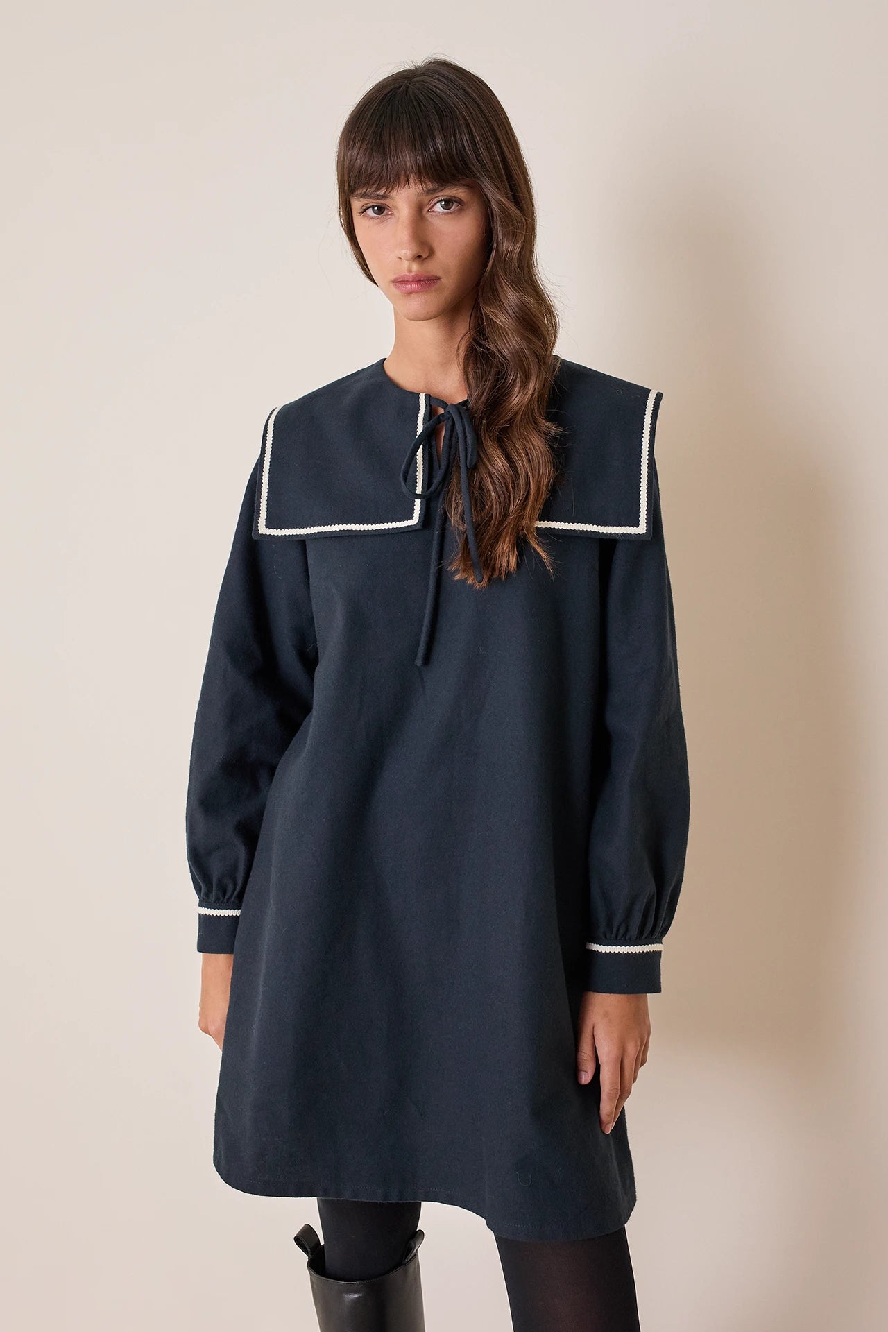 【定価4.2万】kashuka sailor collar dress Shop the Alive Pleated Sailor Collar Mini Dress White