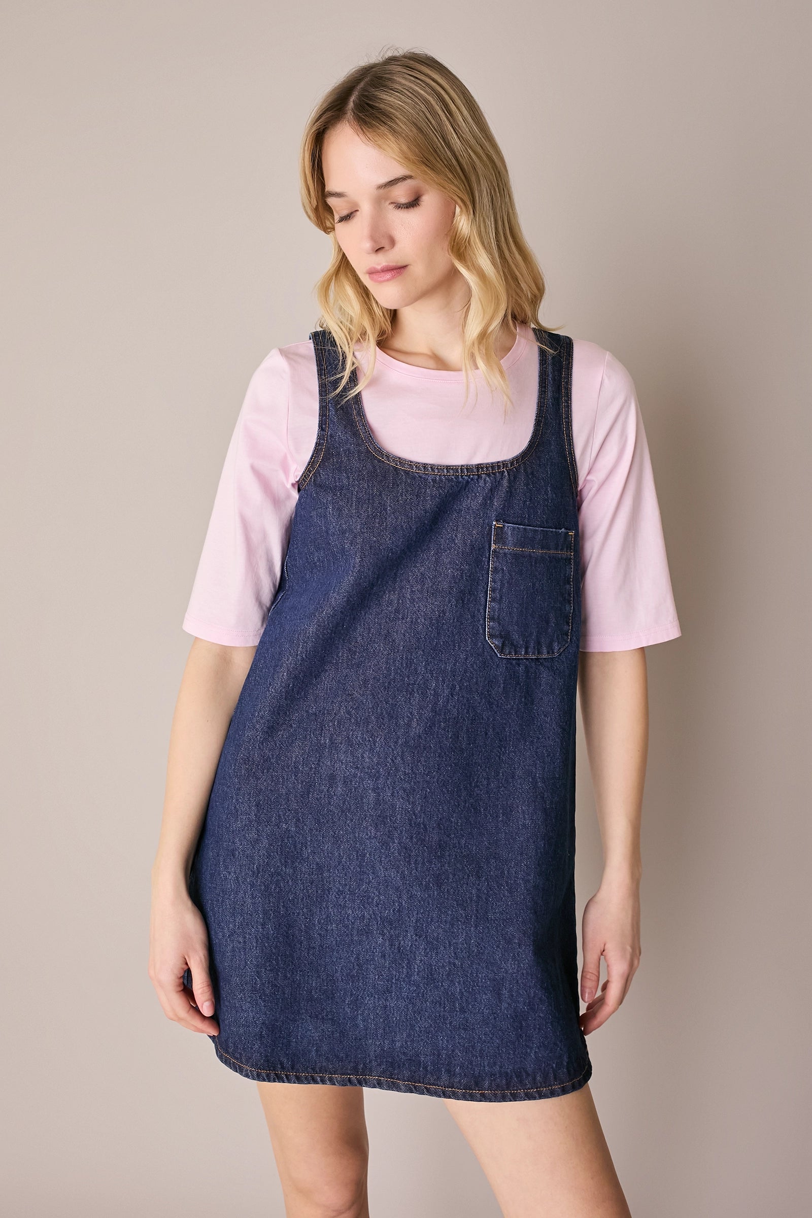 Denim A-line dress  lazzarionline