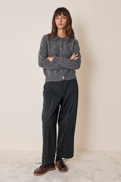 Cotton-blend wide-leg trousers