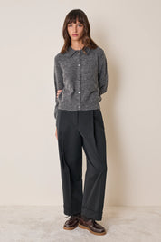 Cotton-blend wide-leg trousers