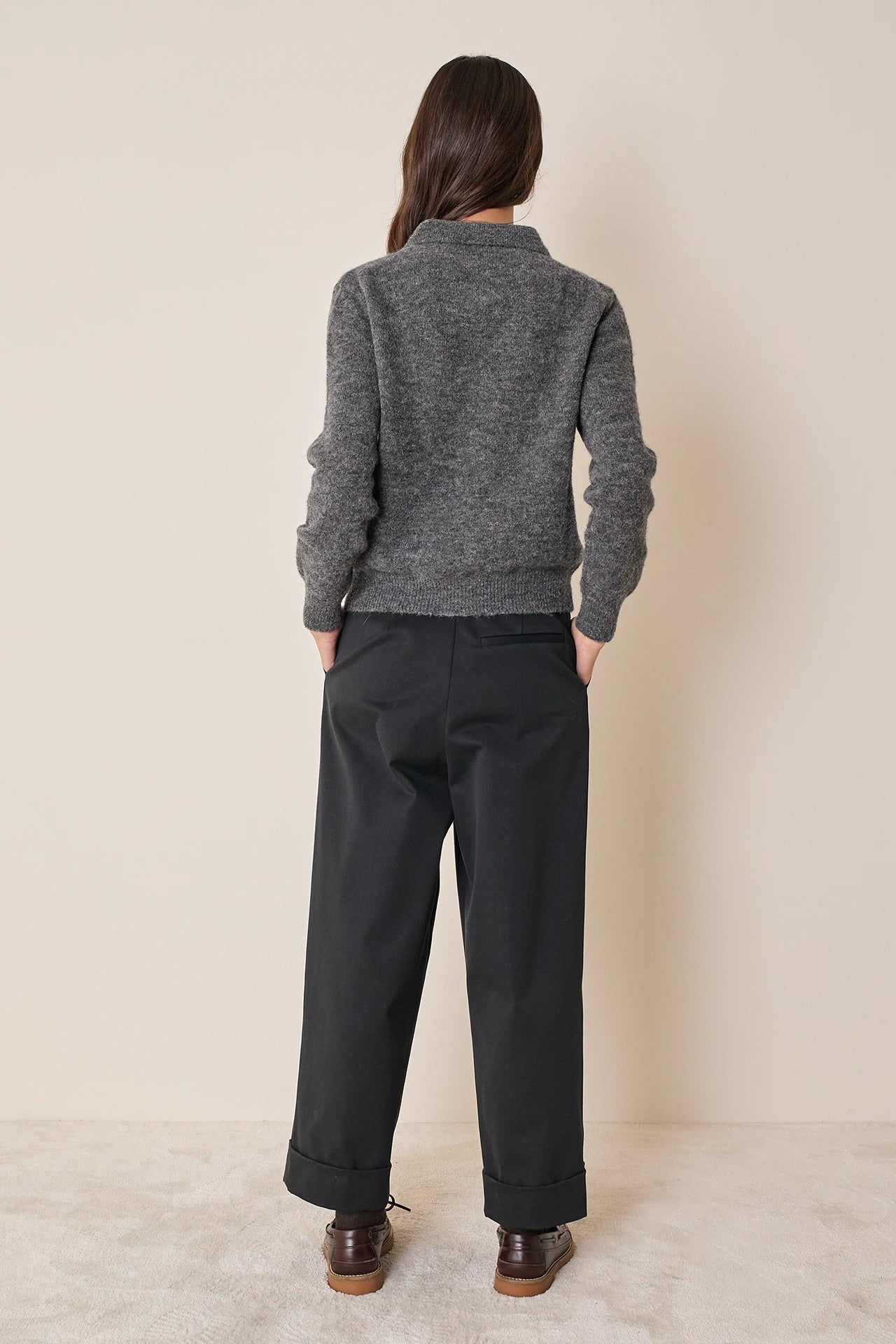 Cotton-blend wide-leg trousers