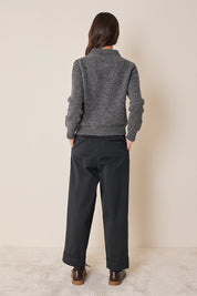 Cotton-blend wide-leg trousers