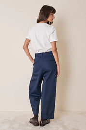 Cotton-blend wide-leg trousers