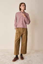 Cotton-blend wide-leg trousers