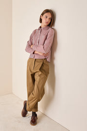 Cotton-blend wide-leg trousers