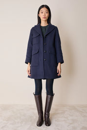 Wool coat with patch pockets