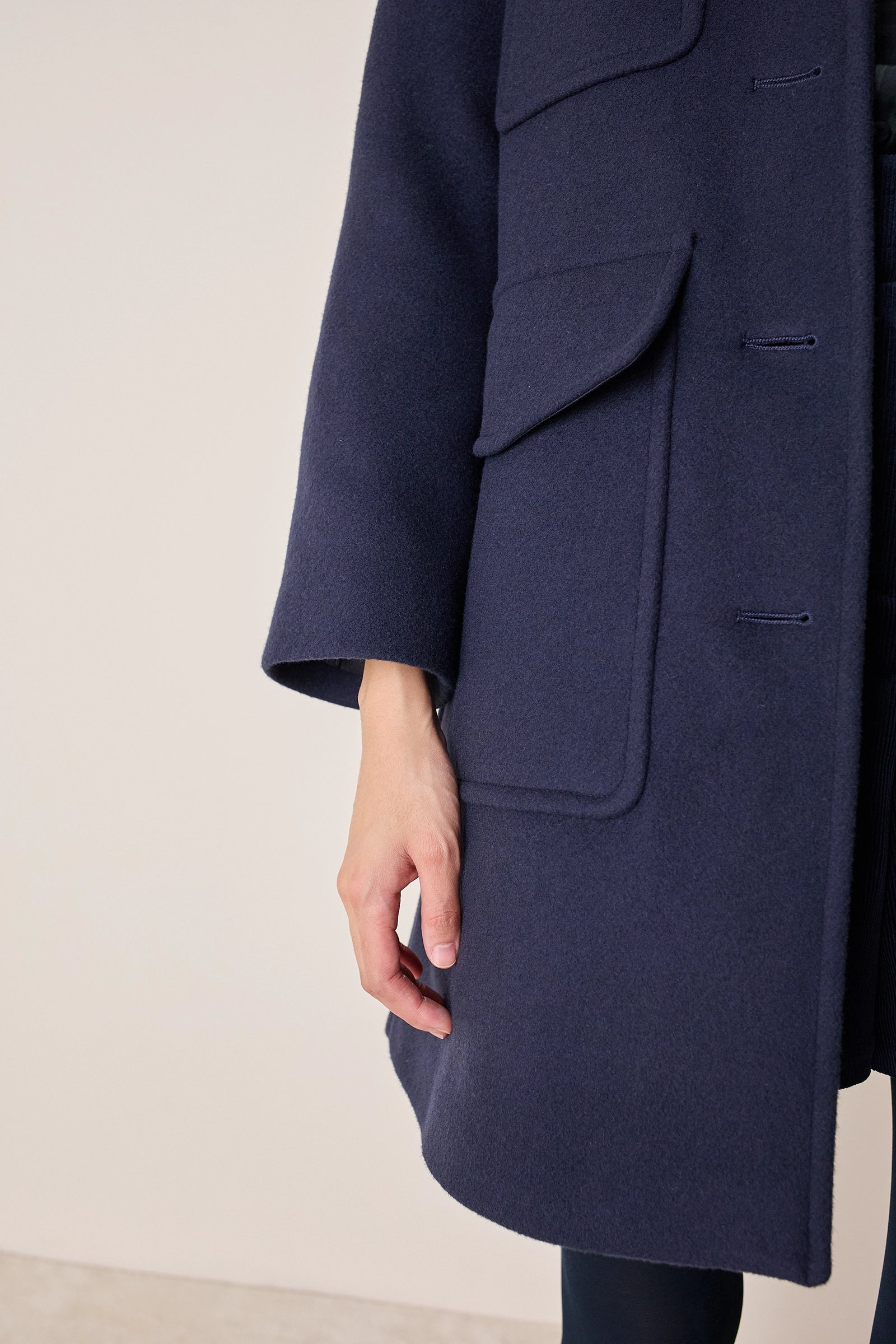 Wool coat with patch pockets