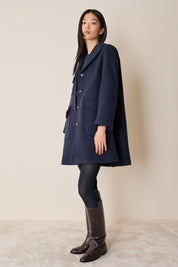 Wool coat with patch pockets