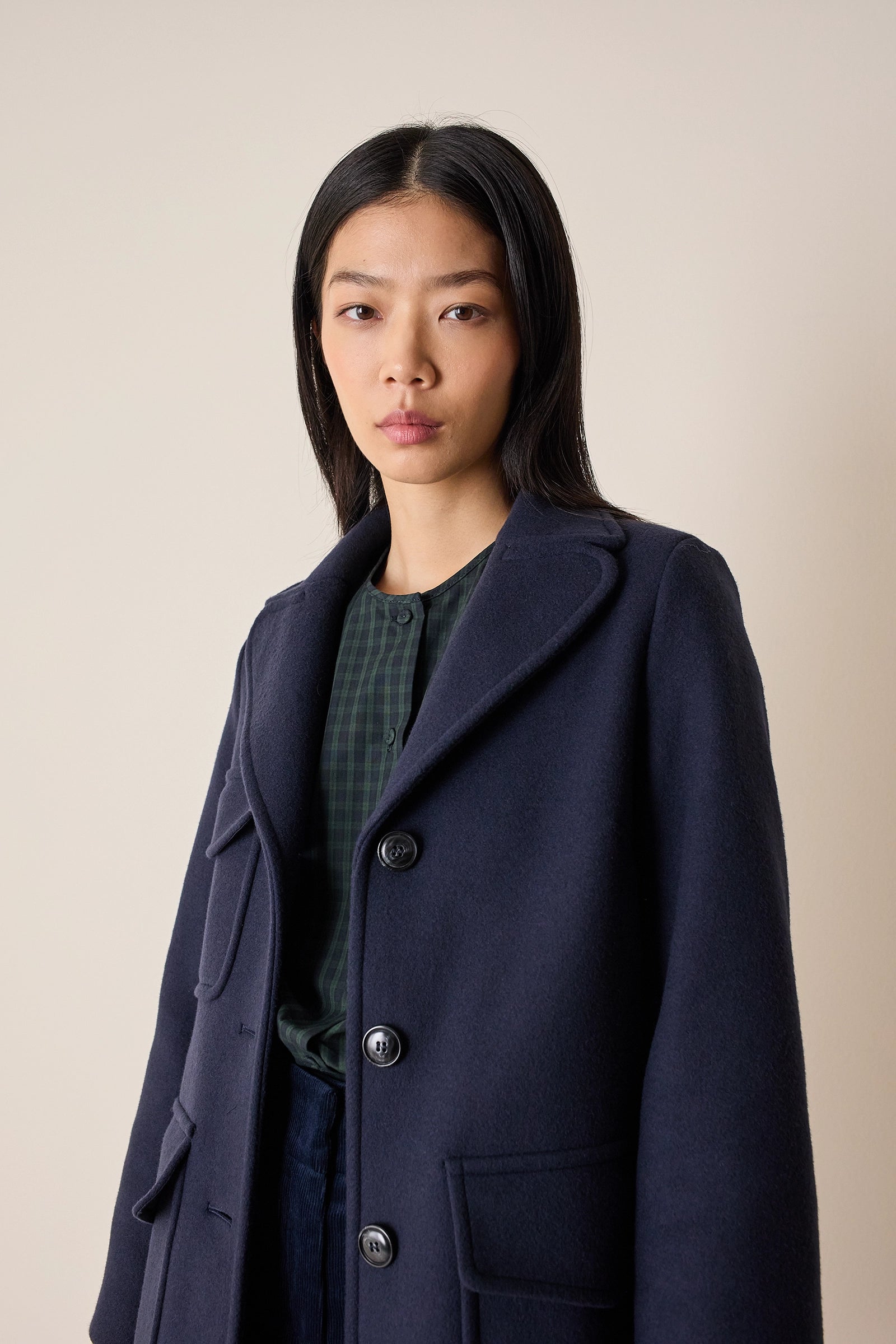 Wool coat with patch pockets