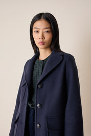 Wool coat with patch pockets