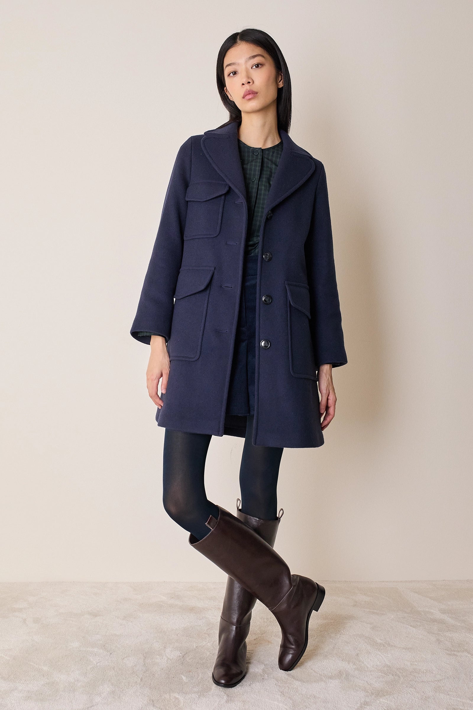 Wool coat with patch pockets