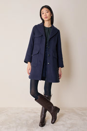 Wool coat with patch pockets