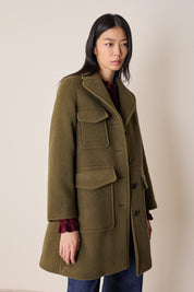 Wool coat with patch pockets