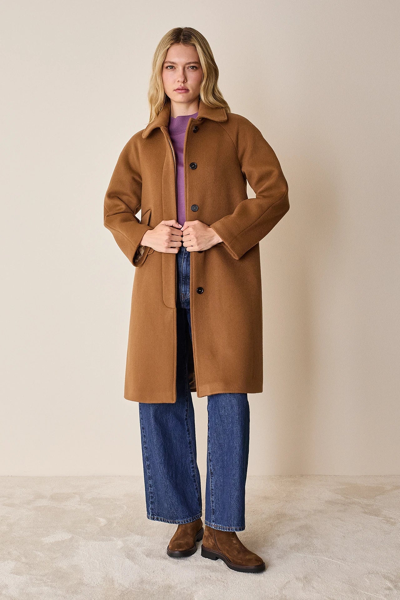 Cappotto in lana e cashmere con maniche raglan