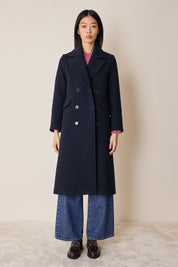 Long double-breasted wool coat