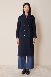Long double-breasted wool coat