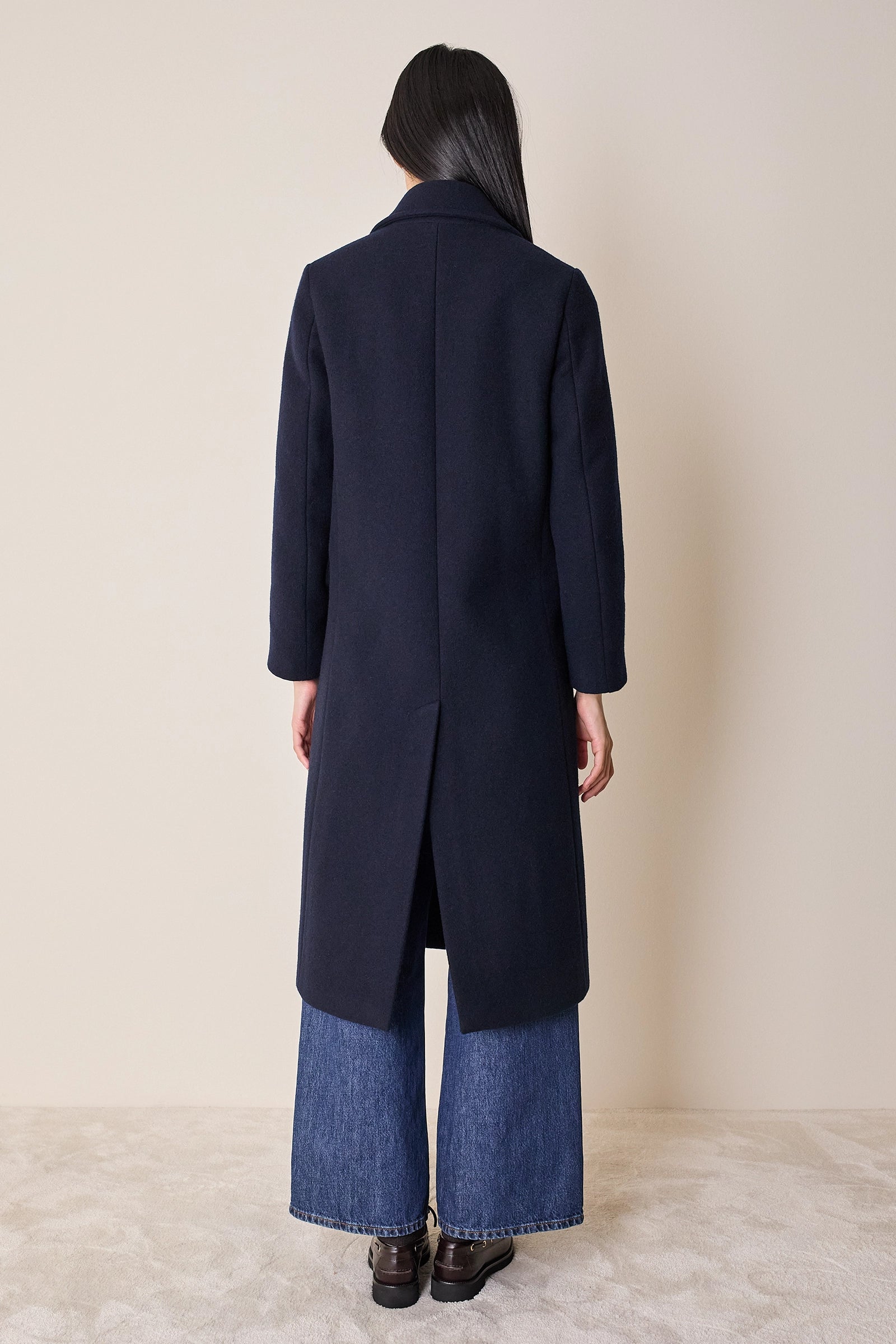 Long double-breasted wool coat