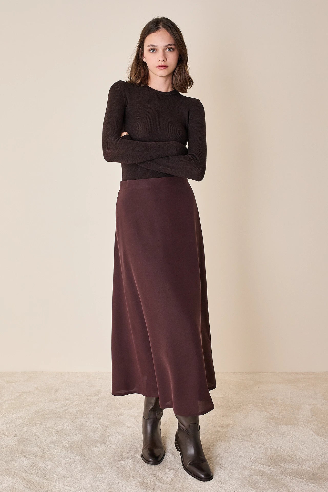 Long silk skirt
