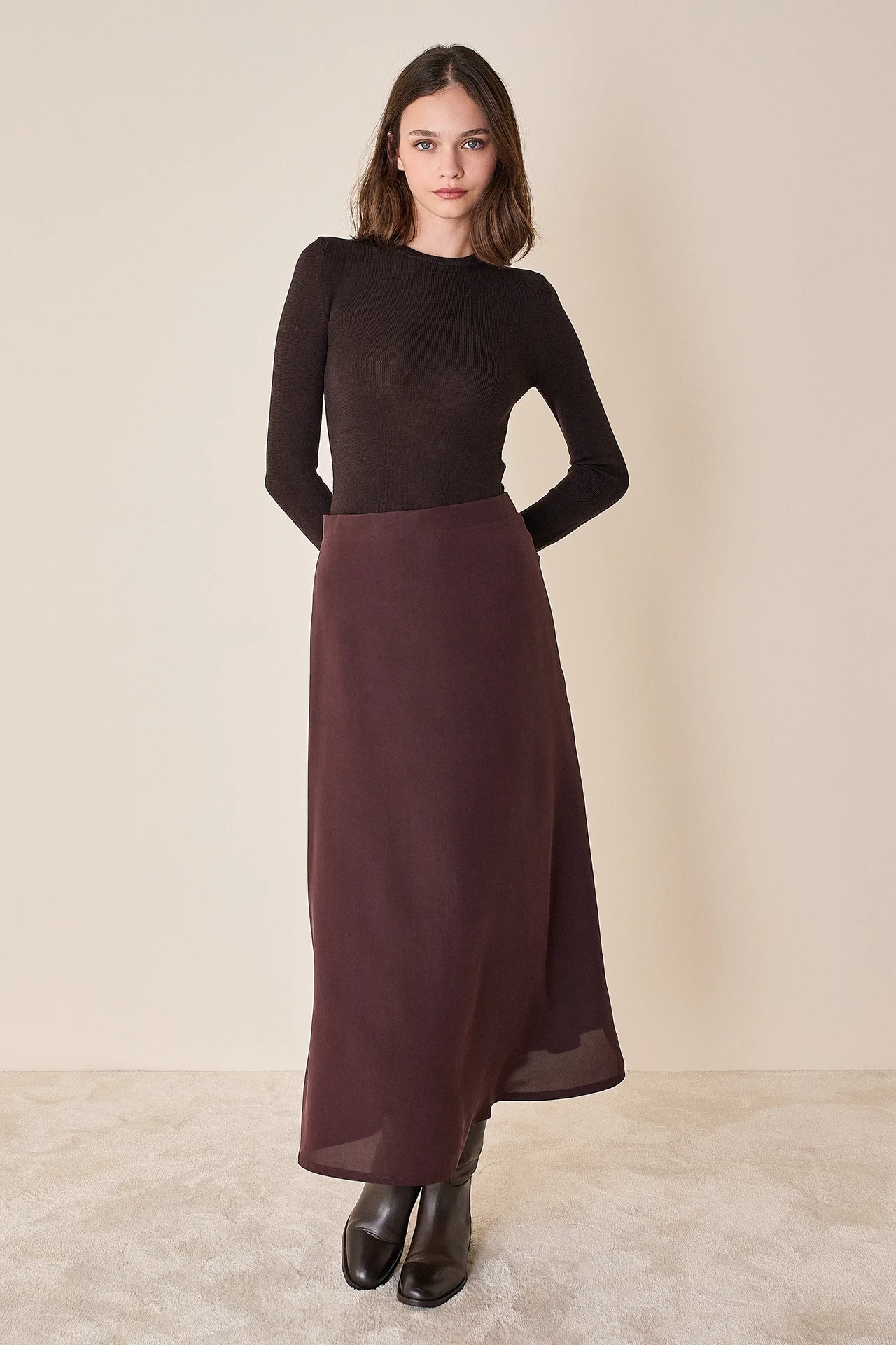 Long silk skirt
