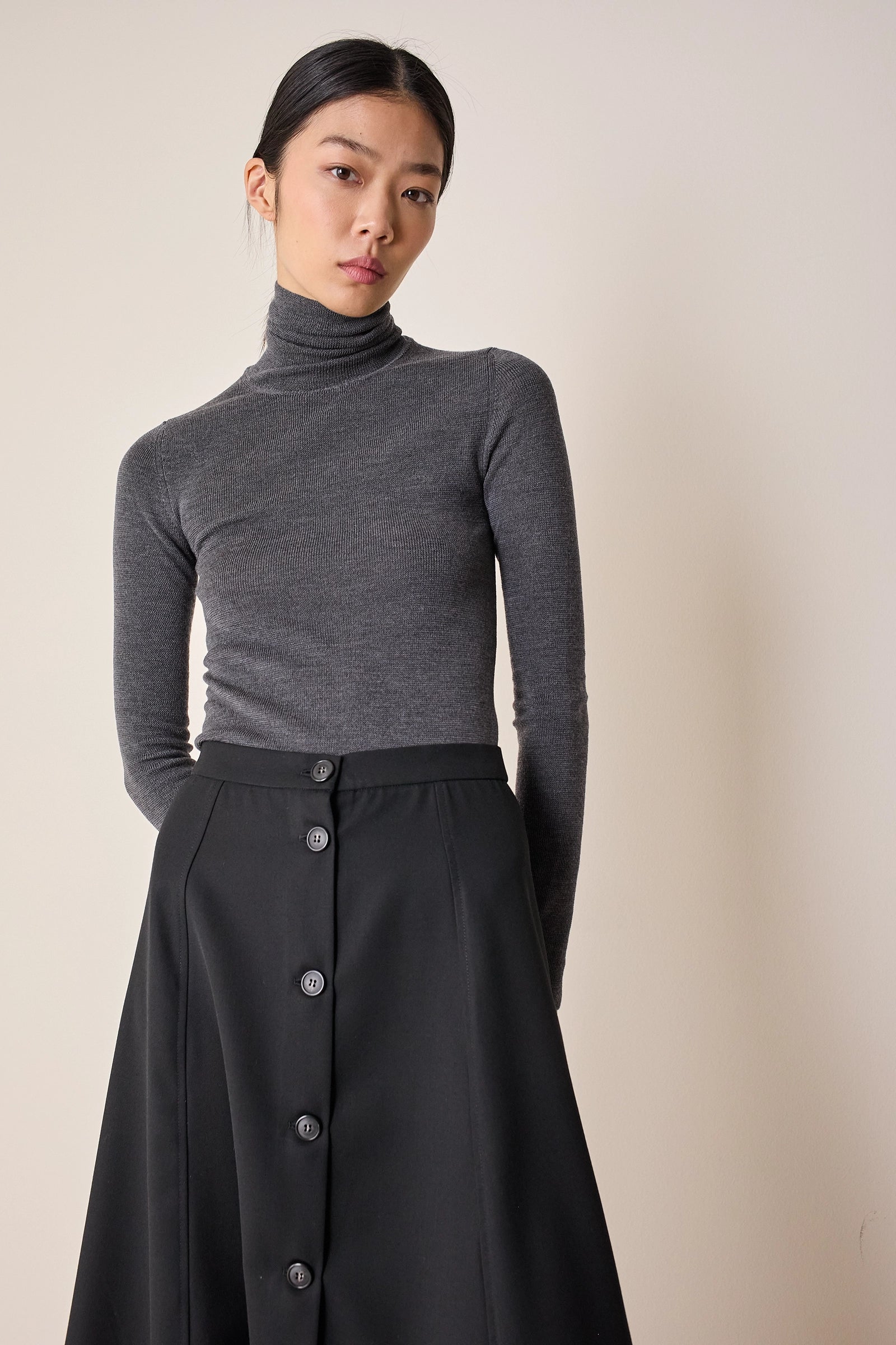 Long skirt with buttons