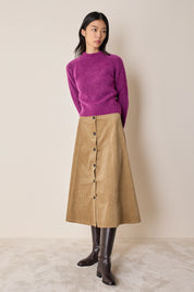 Long corduroy skirt with buttons
