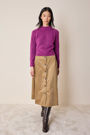 Long corduroy skirt with buttons