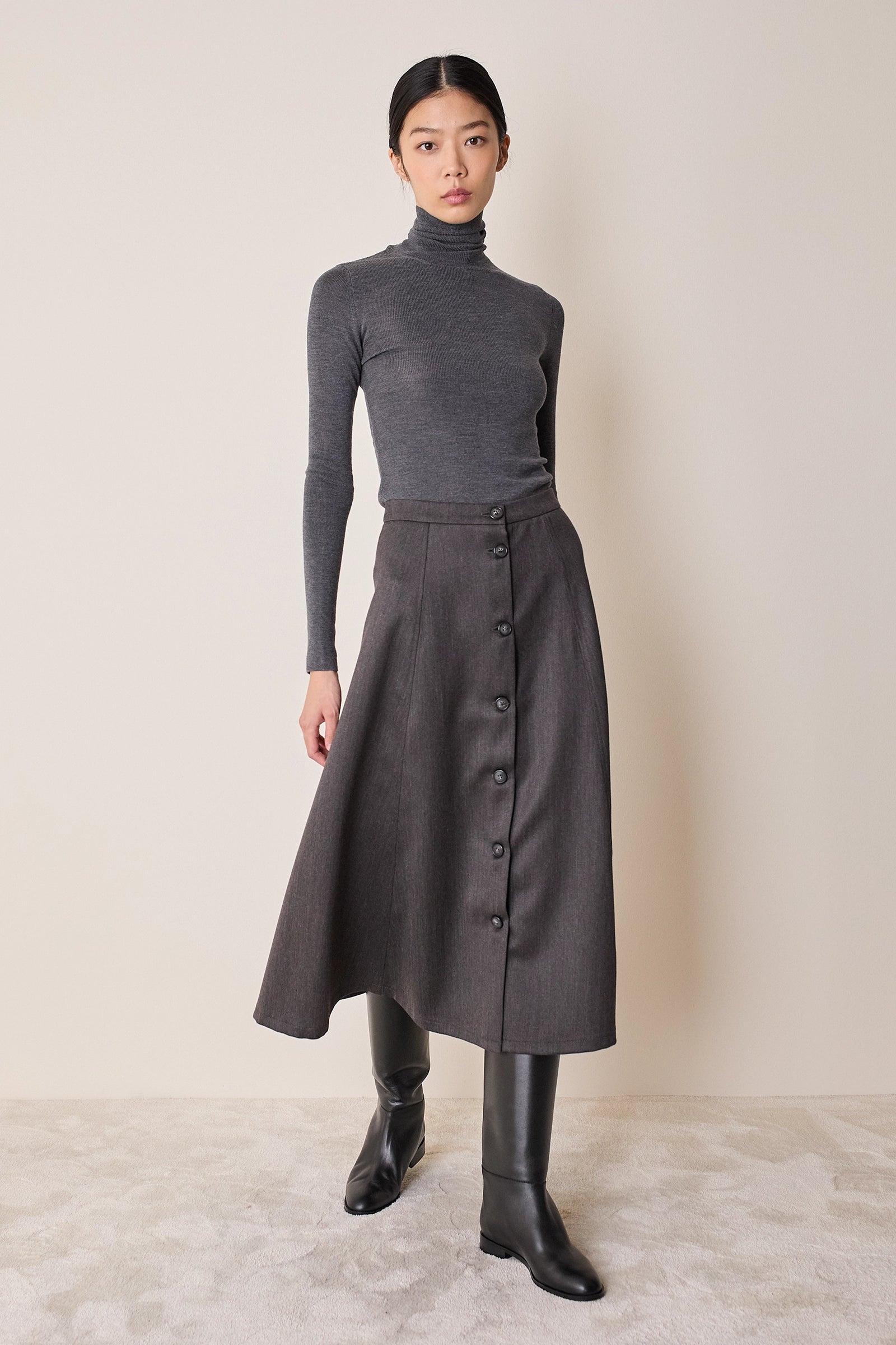 Long skirt with buttons