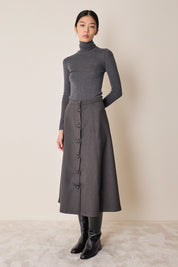 Long skirt with buttons