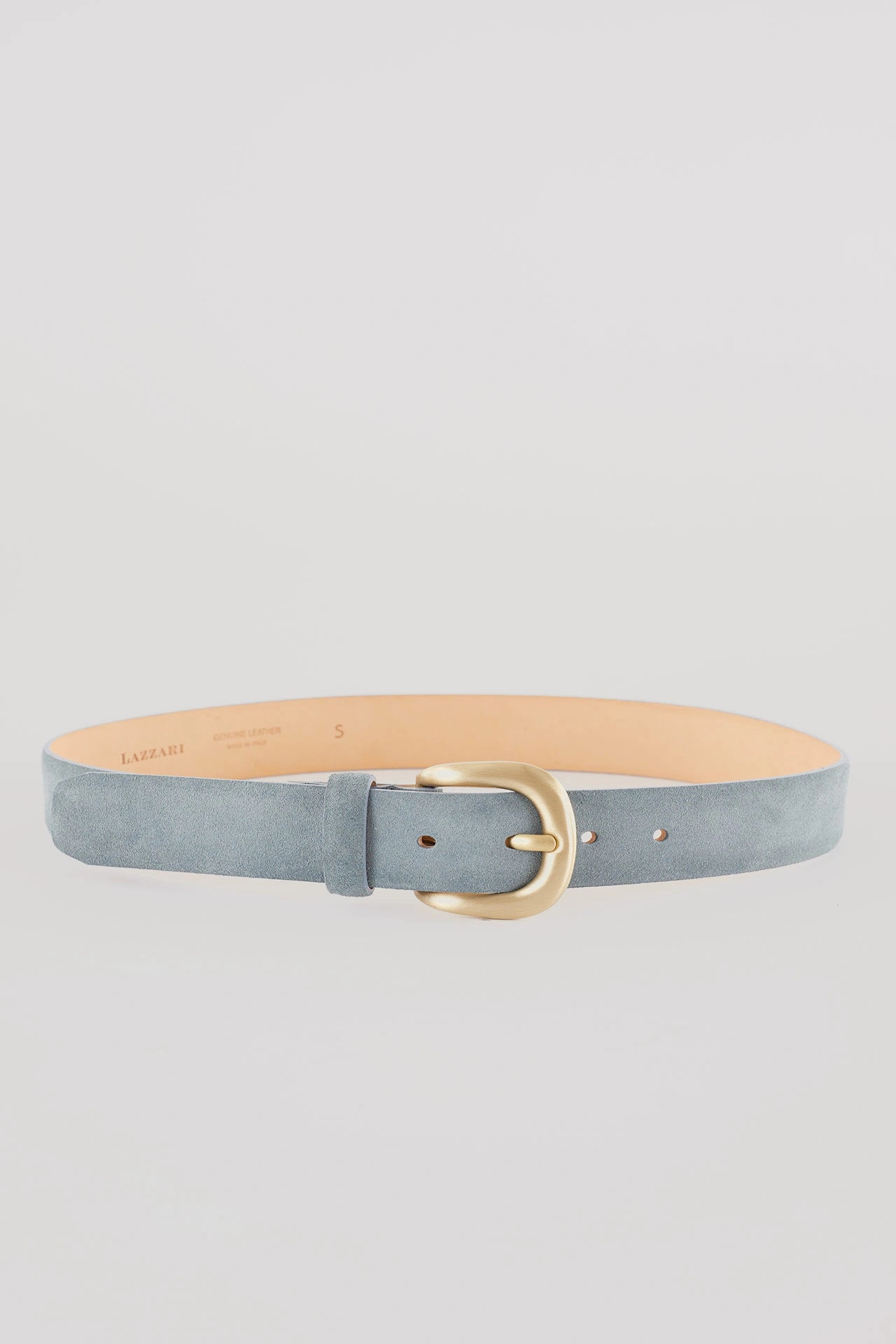 Leather belt with crescent moon buckle