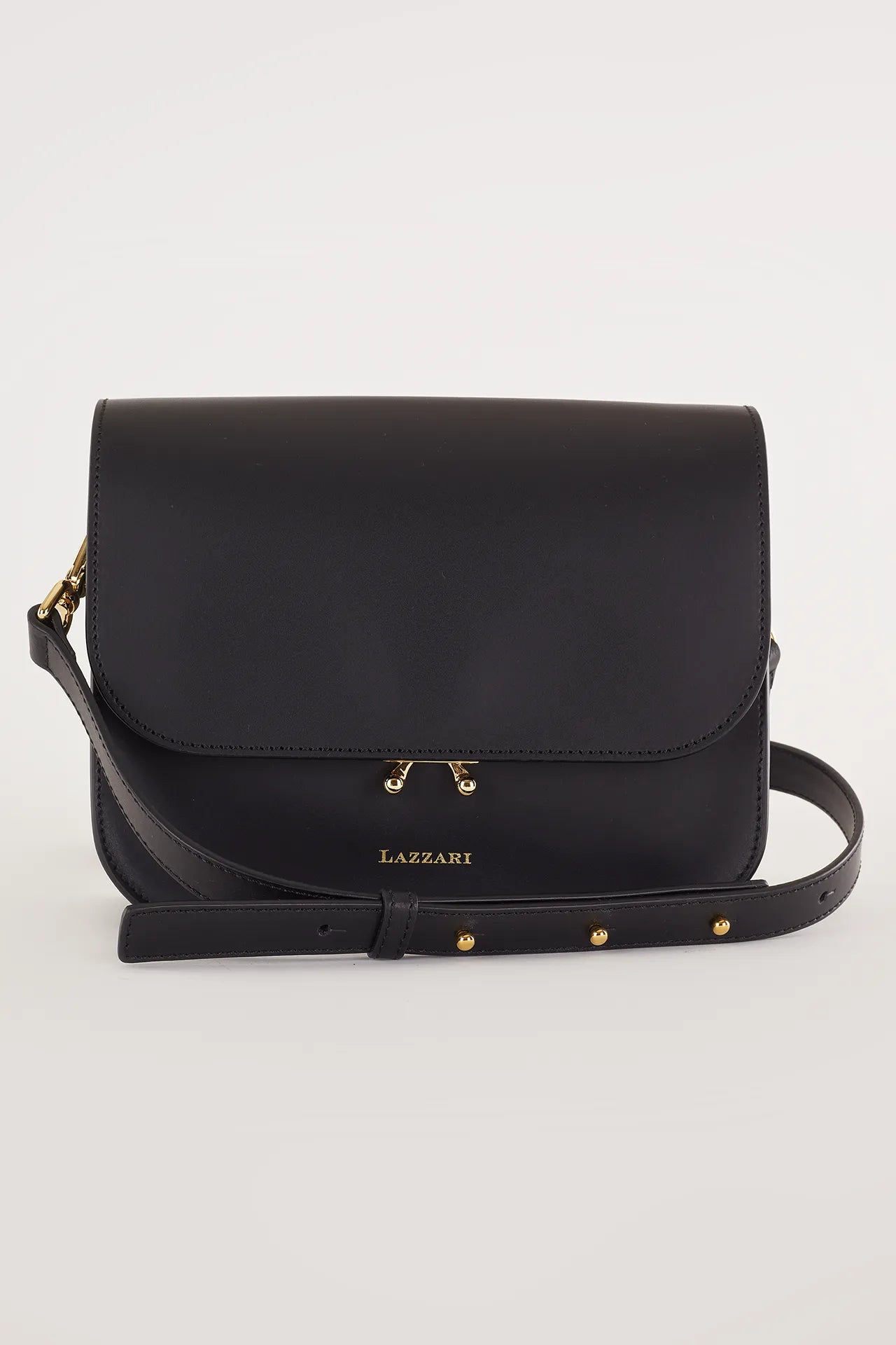 Rectangular shoulder bag with push-lock fastening