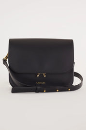 Rectangular shoulder bag with push-lock fastening
