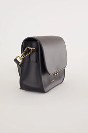 Rectangular shoulder bag with push-lock fastening