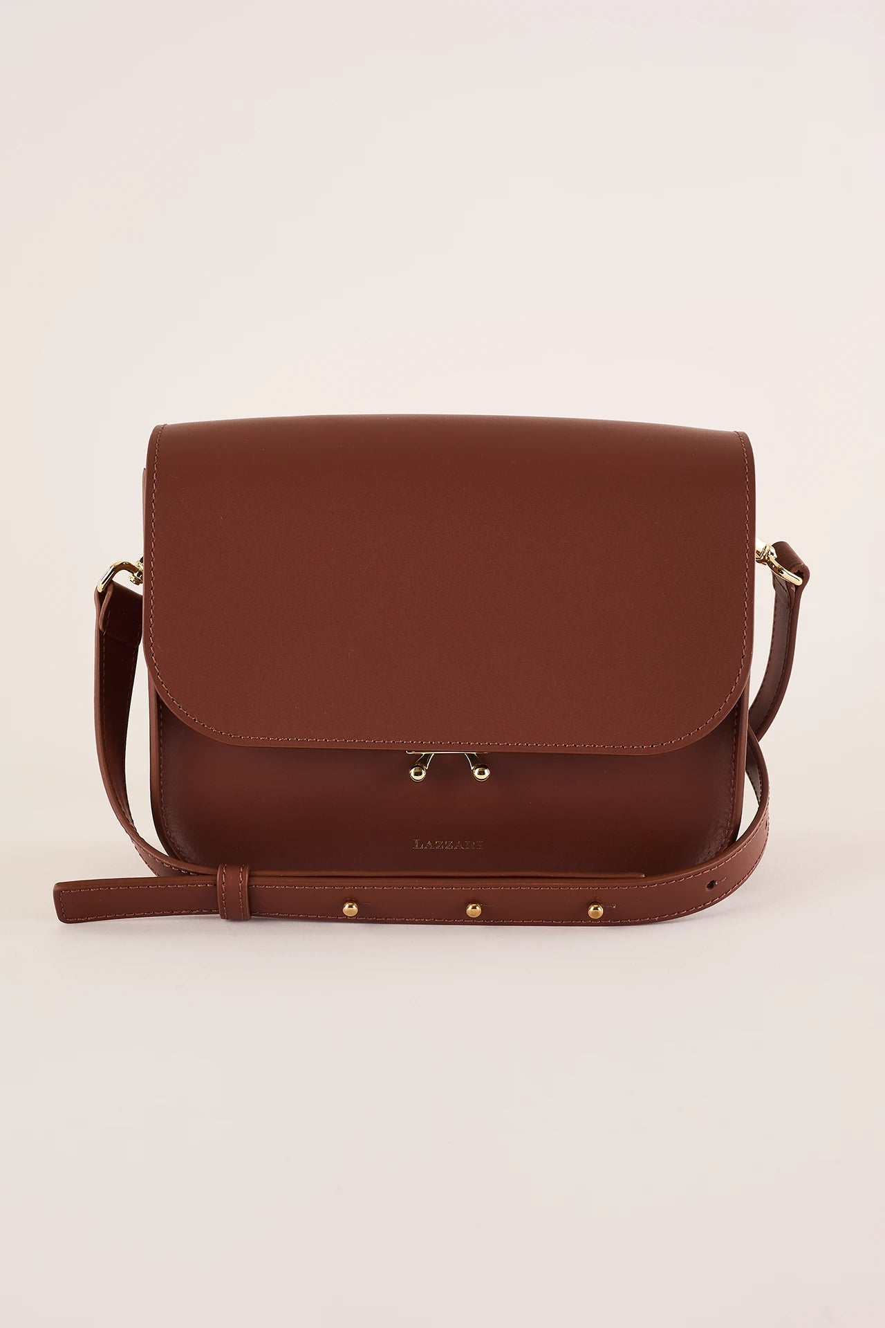 Rectangular shoulder bag with push-lock fastening