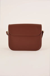Rectangular shoulder bag with push-lock fastening