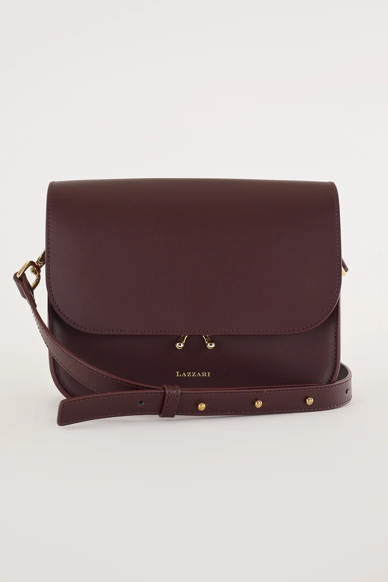 Rectangular shoulder bag with push-lock fastening