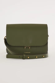 Rectangular shoulder bag with push-lock fastening