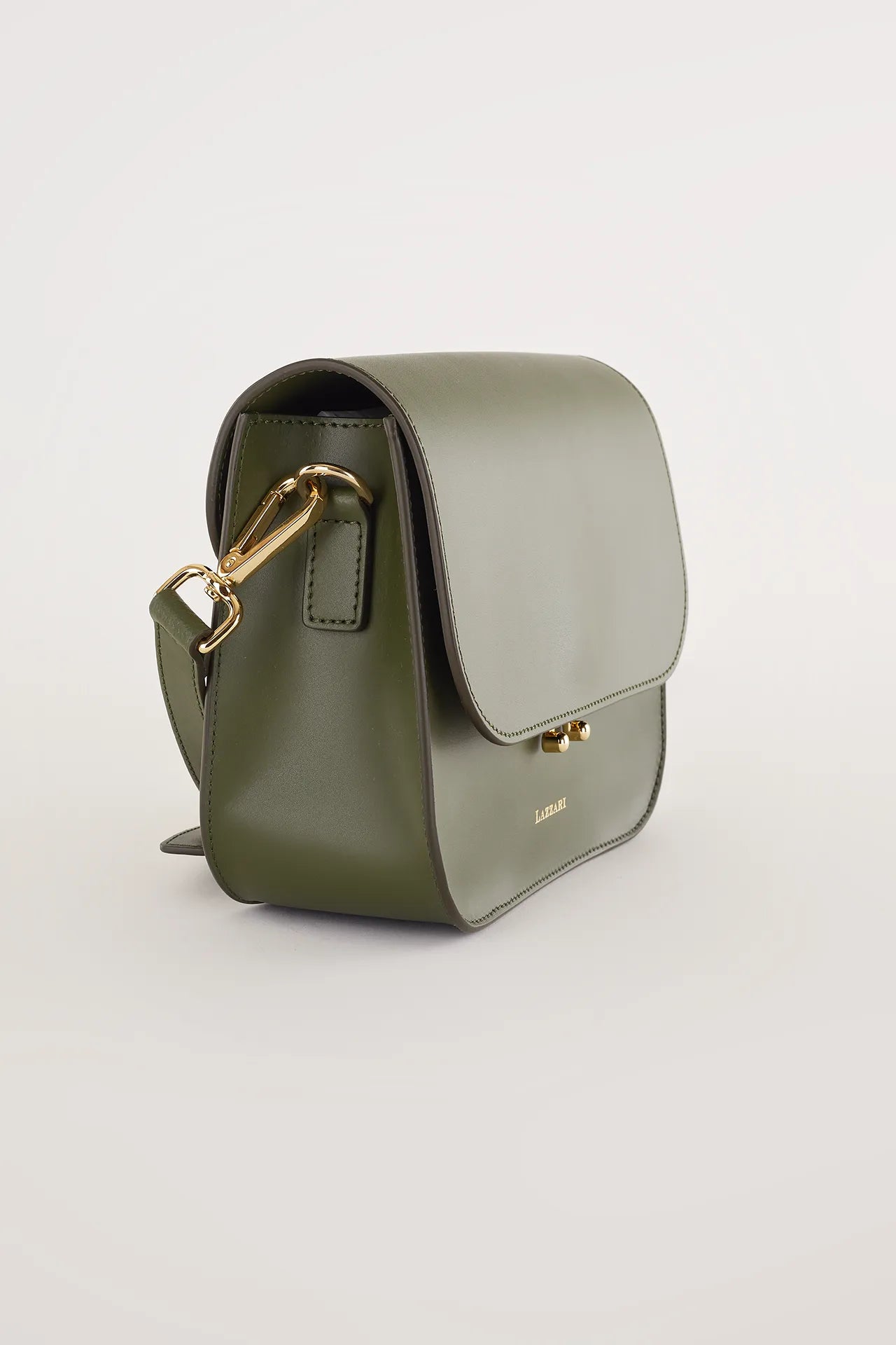 Rectangular shoulder bag with push-lock fastening