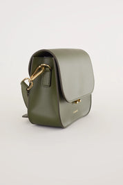 Rectangular shoulder bag with push-lock fastening