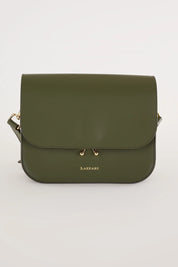 Rectangular shoulder bag with push-lock fastening