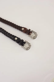 Woven leather belt