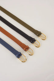 Domed leather belt