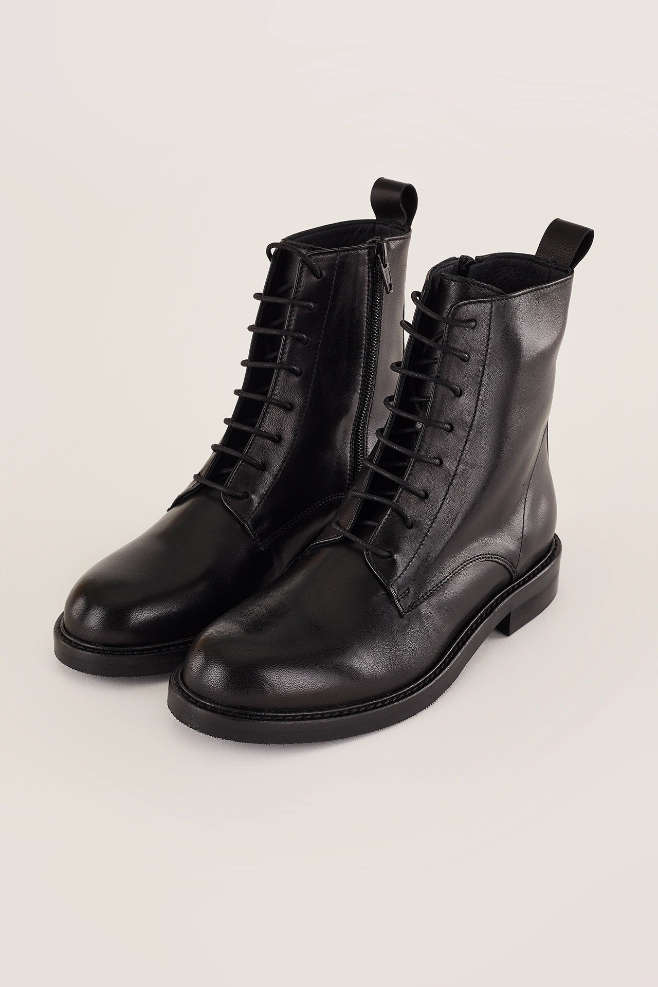 Leather lace-up ankle boots