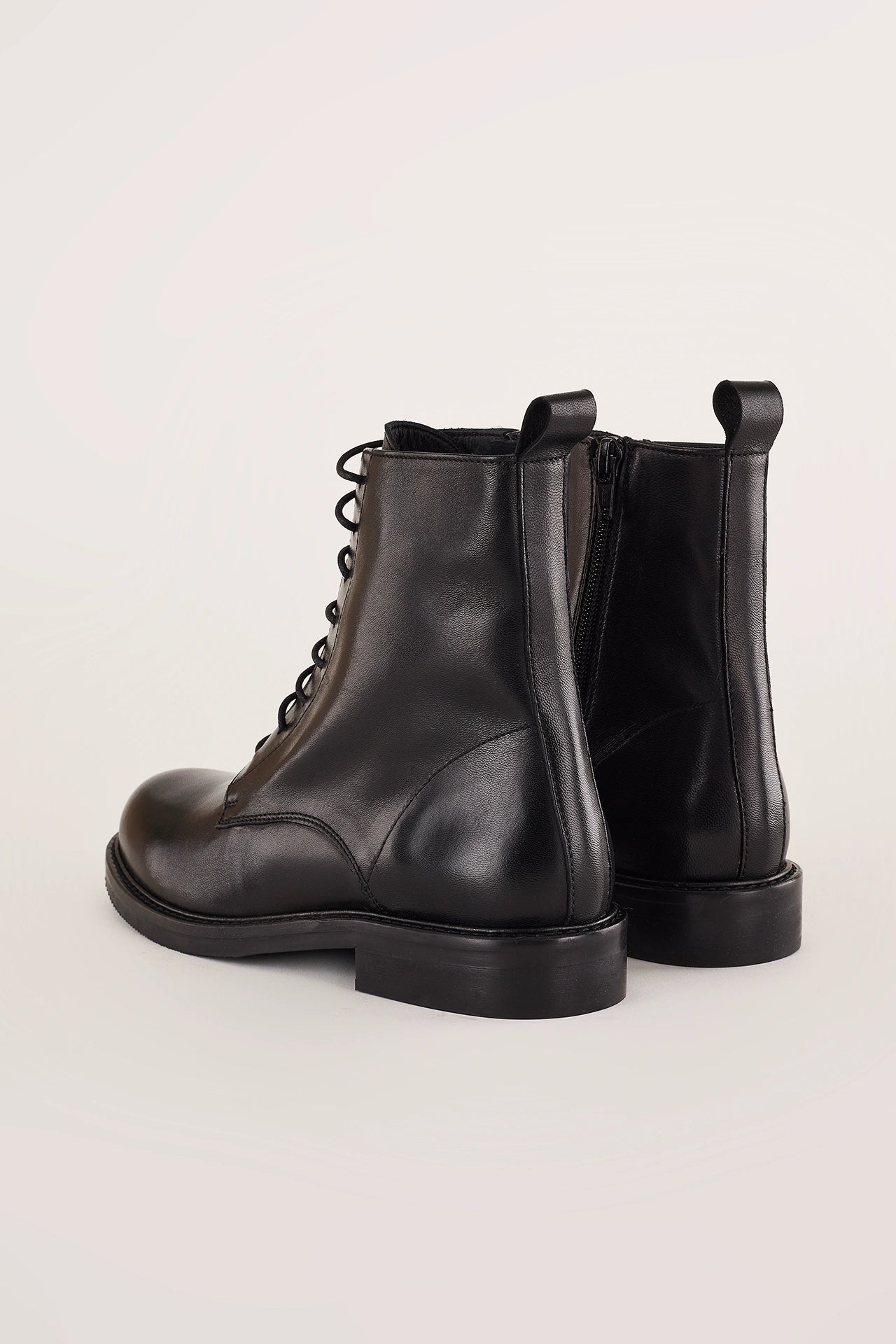 Leather lace-up ankle boots