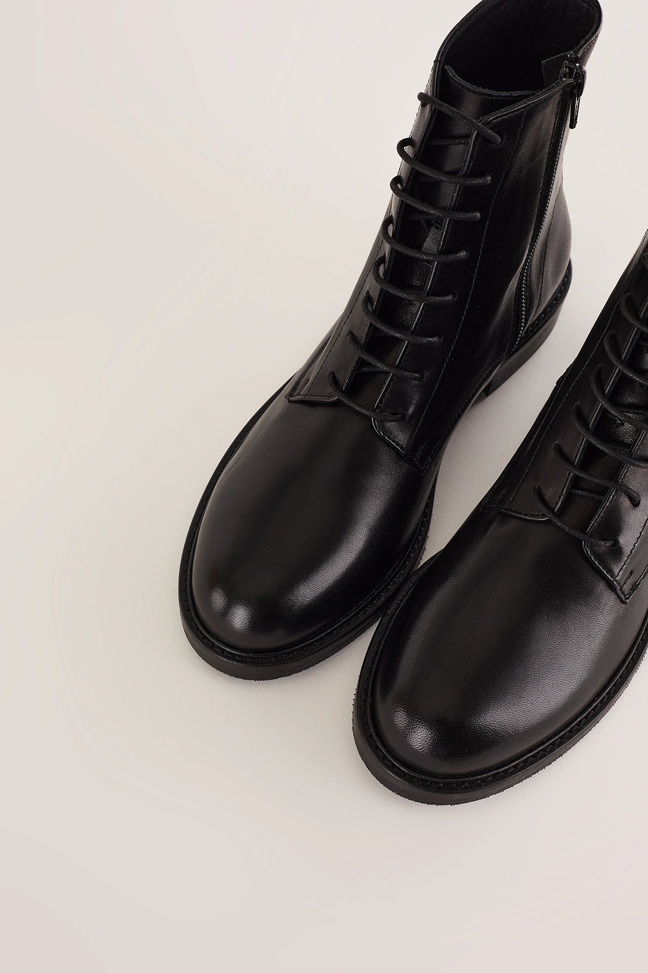 Leather lace-up ankle boots