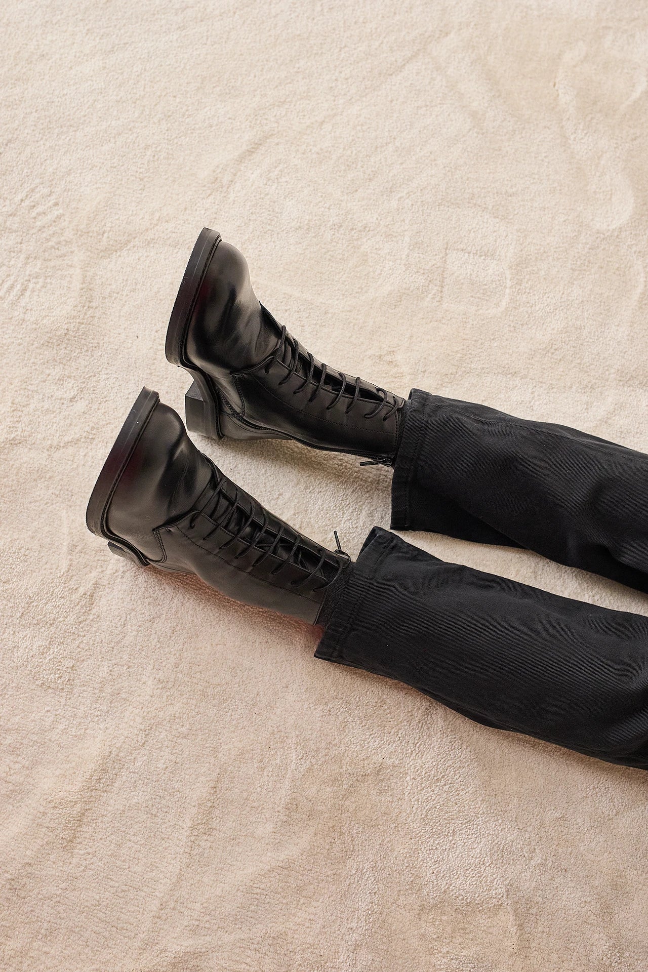 Leather lace-up ankle boots